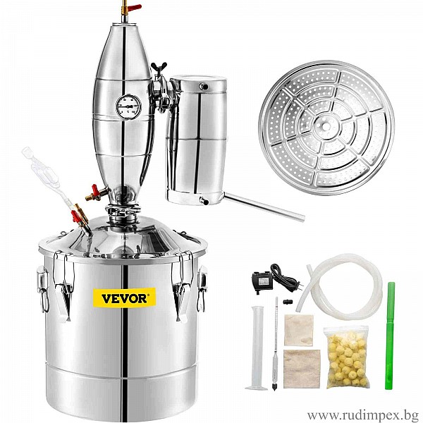 Distilator de brandy VEVOR 12L, Capacitate 12 litri, Pentru distilarea diferitelor tipuri de alcool, Termometru - V12