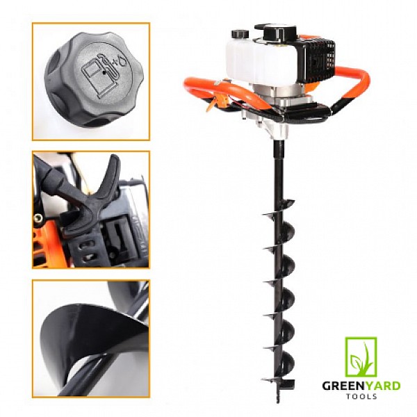 Burghiu cu motor pentru gaurirea GreenYard, 52 cc, burghiu φ150 mm